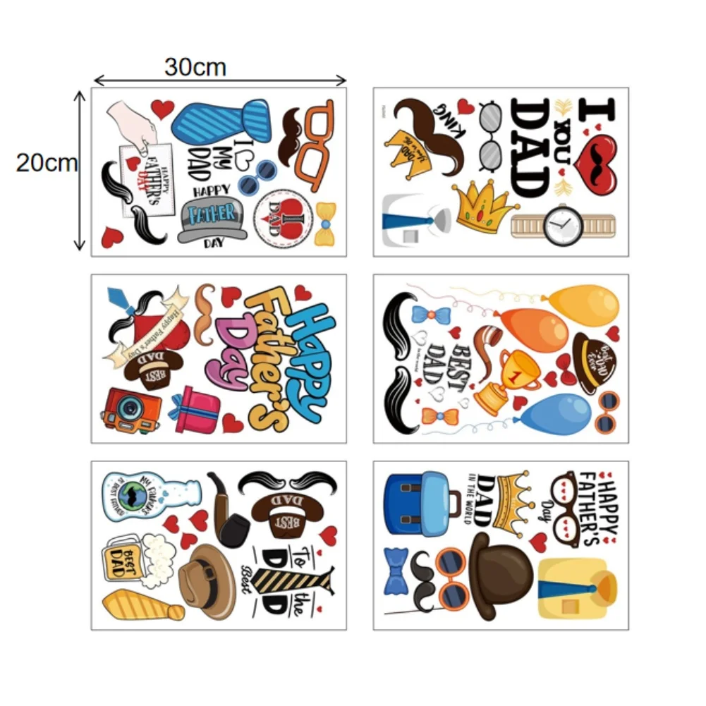 for static Cling Window Decals for Father\'s Day 6 Sheet PVC Sticker Set Suitable for Glass and Non-Porous Surfaces
