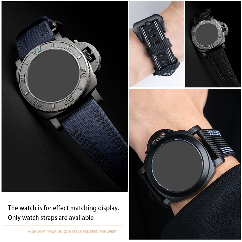 24 مللي متر 26 مللي متر النايلون قماش حزام ساعة جلد لبانيراي 00984 985 لومينور اكسسوارات سوار أسود أزرق حزام ساعة اليد أدوات مجانية