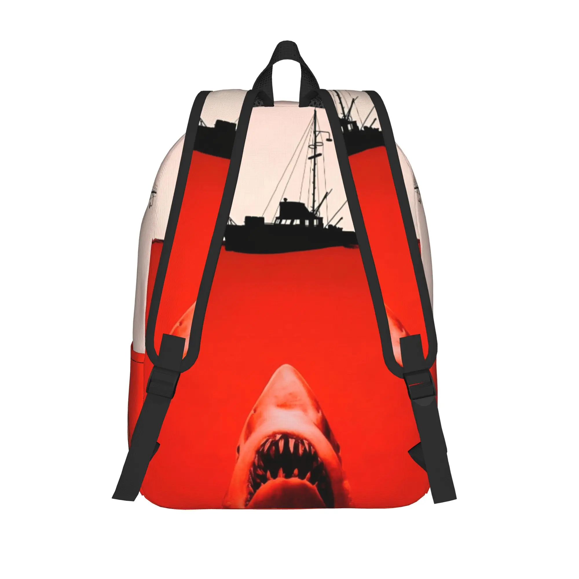 Jaw-Shark Wave Poster Movie Backpack Sports School Hiking Travel Shark Colorful Daypack Men Women Laptop Computer Canvas Bags