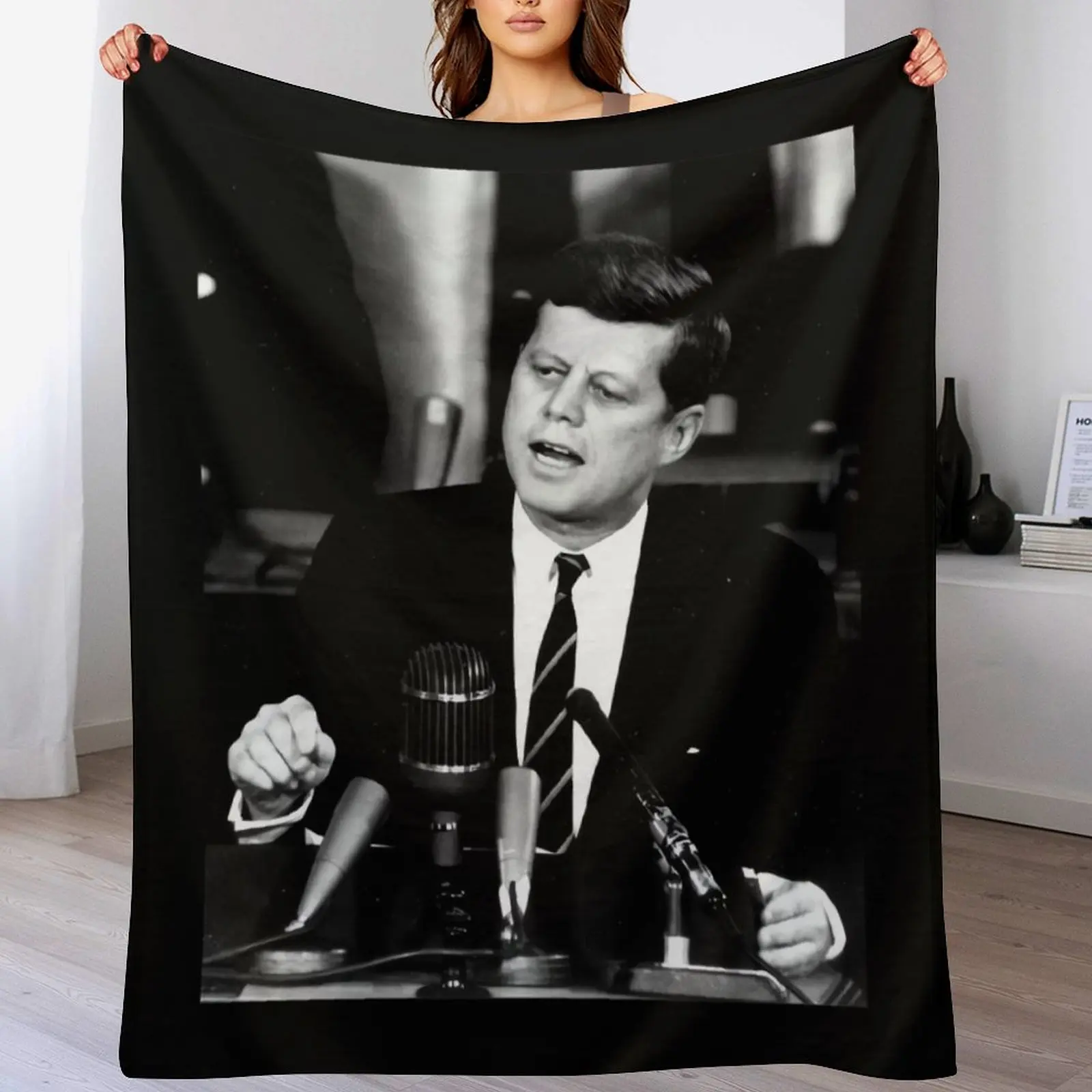 John F Kennedy USA President Throw Blanket Soft Big Multi-Purpose Beach Nap Blankets