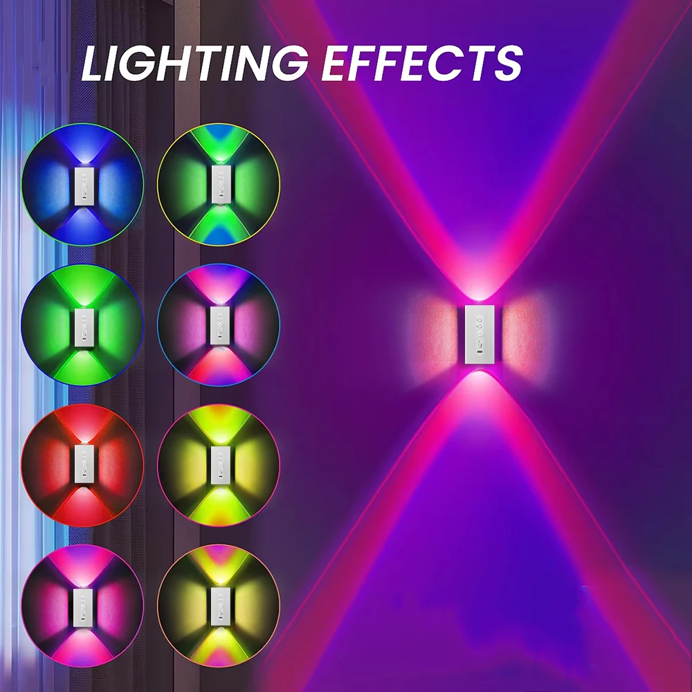 USB Rechargeable White Smart Magnetic Night Lights with Motion Sensor 8 Lighting Modes RGB Ambient Light for Bedroom Stair Decor