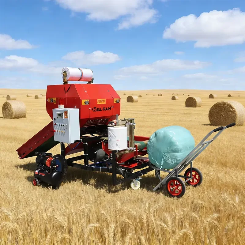 Round Bale Forage Grass Hay Silage Baler and Wrapper Machine Automatic Packing Equipment for Animal Feed Agriculture