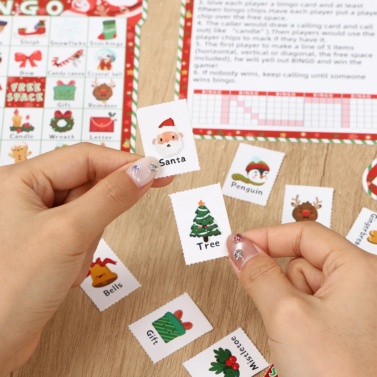 

Christmas Cartoon Bingos Game Cards Merry Christmas Decoration for Home 2025 Bingo Game Set Navidad Natal New Year Gift 2026