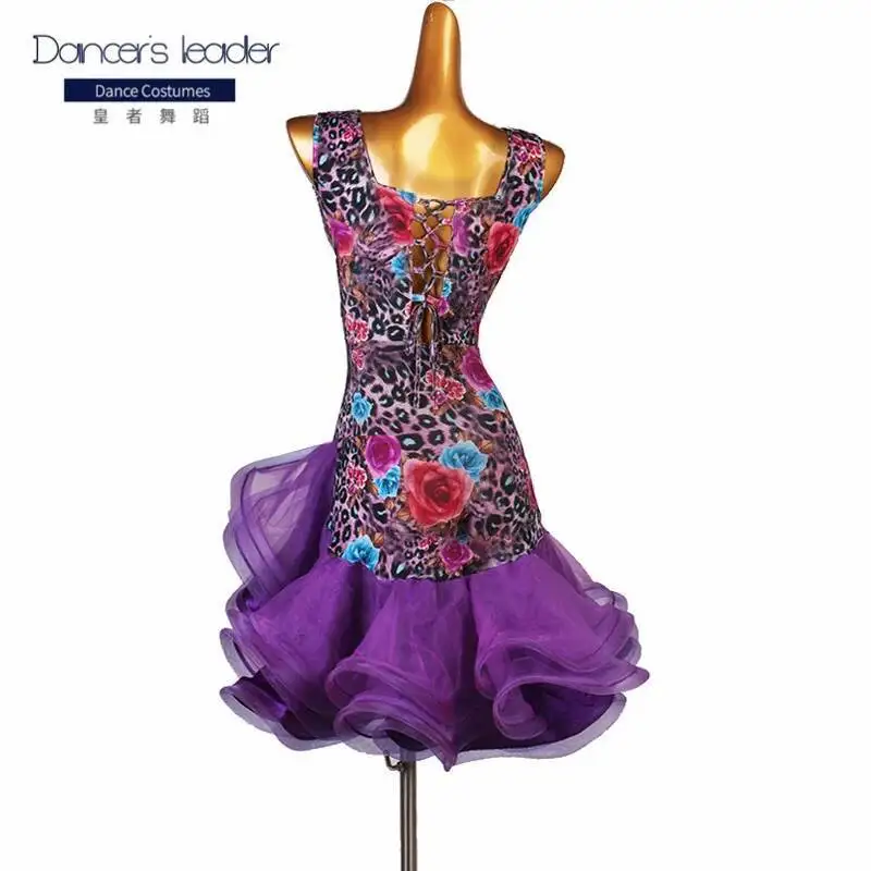 

Clothes Latin Practice Dance Dress V-neck Sleeveless Cha-cha Rumba Dancewear Female Adult Professional Performance Clothes