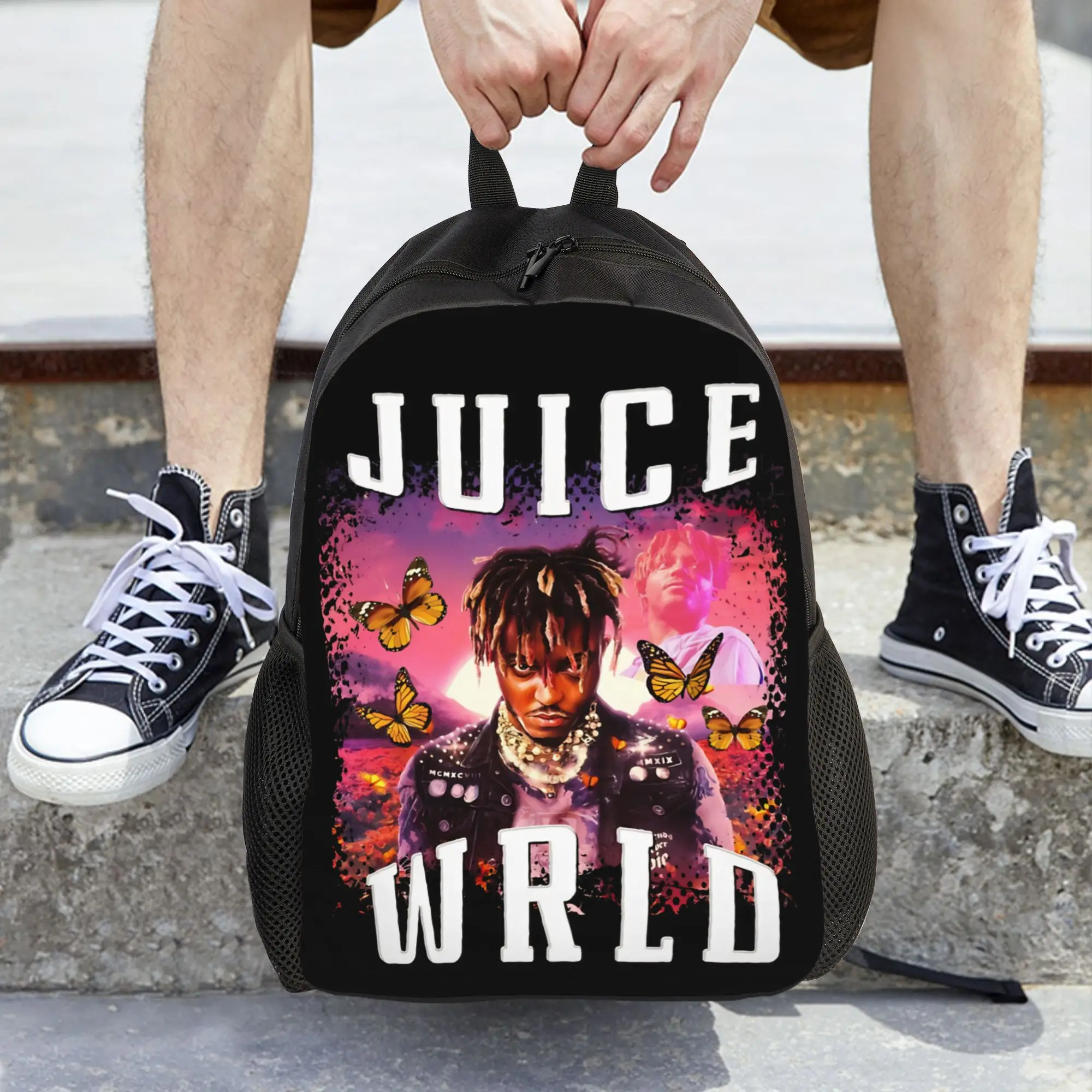 Death Race for Love Juice Wrld Teenager-Rucksack, Geschenk, Studenten-Business-Tagesrucksack für Männer und Frauen, Laptop-Computer-Umhängetasche – Detail 6