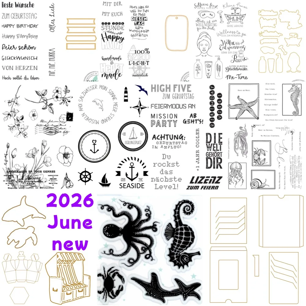 

2026 June new Lizenz zum Feiern Metal Cut dies and Stamps for DIY Scrapbooking Photo Album Embossing Decorative Paper Cards