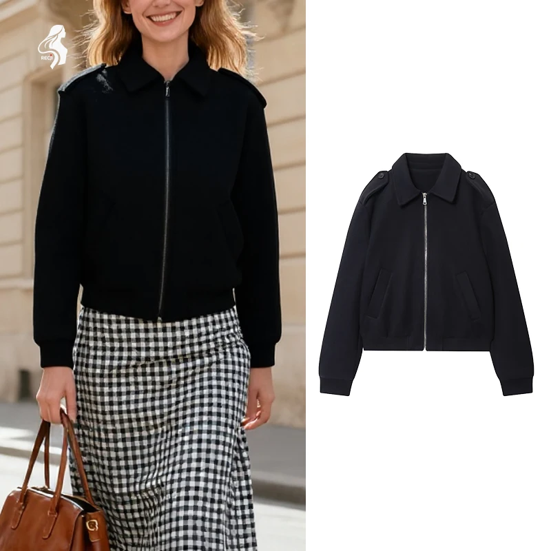 

Womens Casual Jacket Lapel Long Sleeve Zipper Jacket Fashionable And Versatile Essential For Autumn And Winter Trafizaran