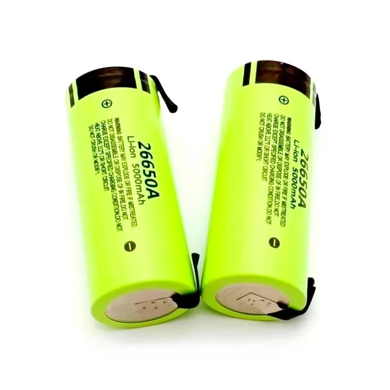 100% Original 26650A 3.7V 5000mAh Large Capacity 26650 Lithium Ion Rechargeable Battery +with DIY Nickel Sheet