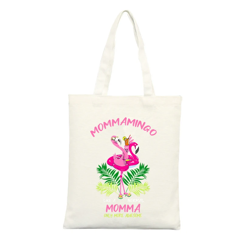 Flamingo Graphic Canvas Tote Bag with Letter Print, Ideal for Summer Outings and Casual Shopping