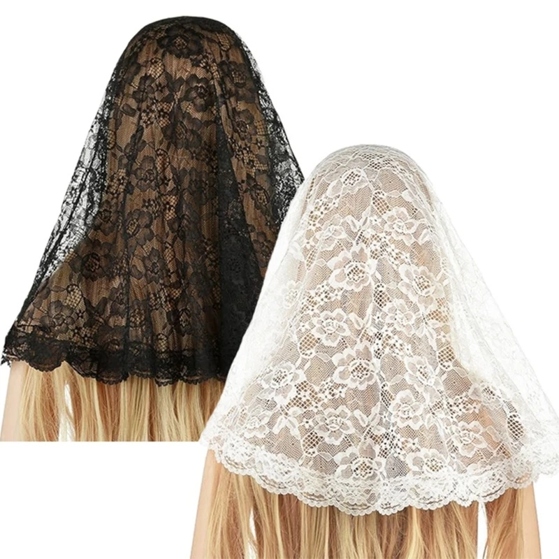 

Bridal Lace Veil for Bachelorette Party Flower for Wedding Lace Mantilla Wedding Veil Head Covering