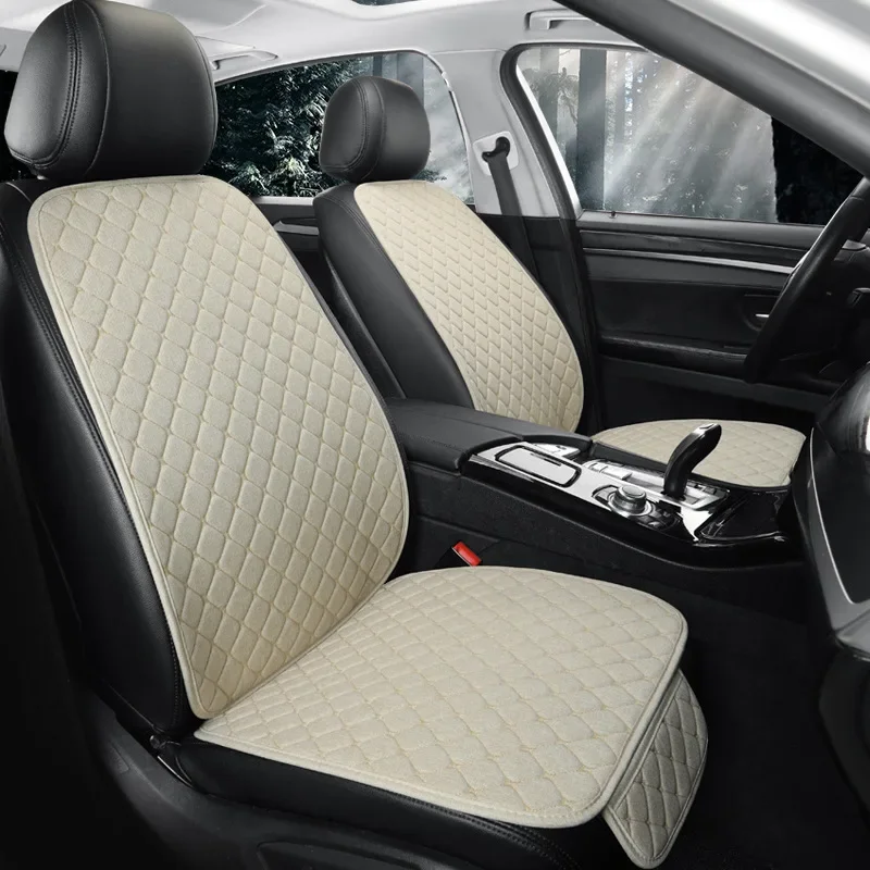 Universal Car Seat Cover Protector Auto Flax Front Back Rear Backrest Linen Seat Cushion Pad For SUV Sedan Hatchback Truck