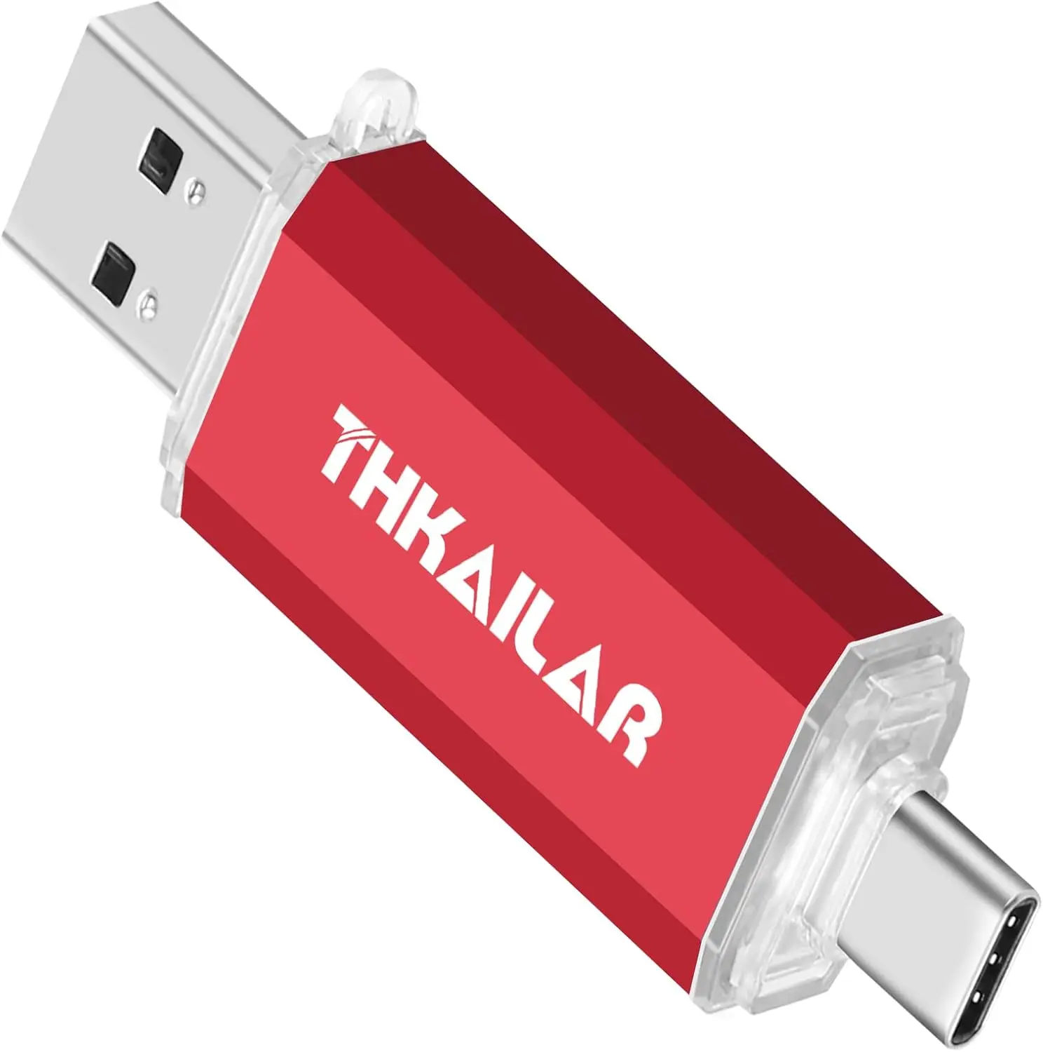 

512GB USB Flash Drive with Type A & C Ports, OTG Compatible for iPhone 15/Android/PC/Mac/Laptop - Red
