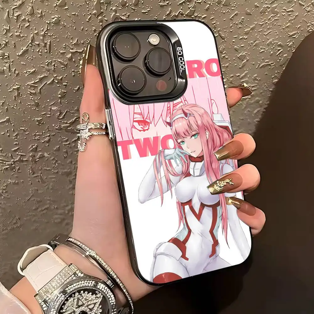حافظة هاتف D-DARLING in the FRANXX 02 لهاتف iPhone 17,16,15,14,13,12,11 Plus، Pro Max، XS، حافظة هاتف فضية ملونة