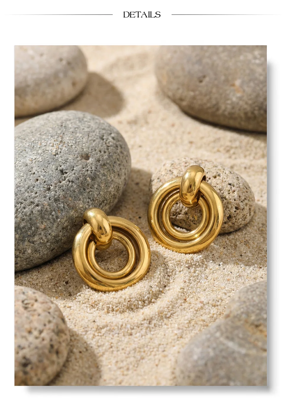 Yhpup Edelstahl Runde Ohrstecker 2026 Golden Platin PVD-Beschichtet Beliebter Hochwertiger Täglicher Einzigartiger Schmuck Wasserdicht – Detail 10