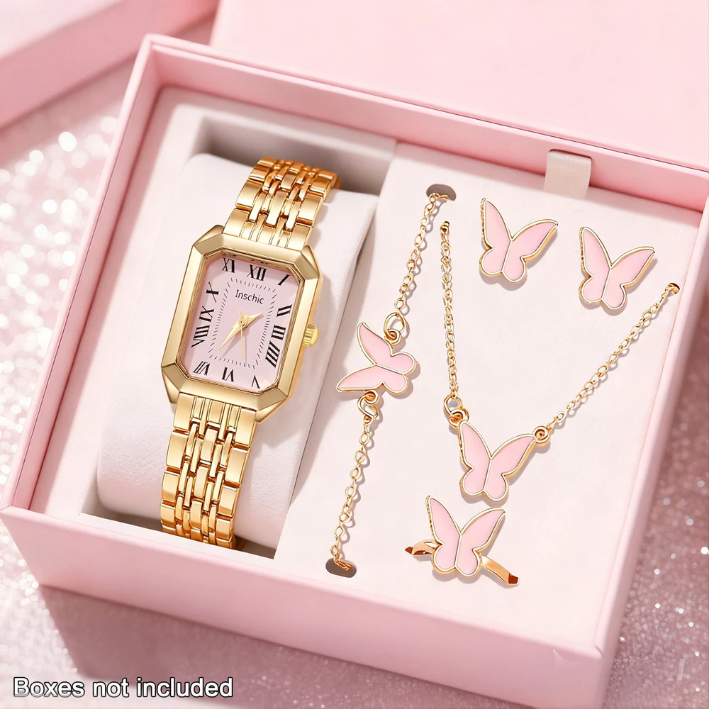 Six-piece set of elegant ladies' quartz watches, simple retro style, fashionable and grand