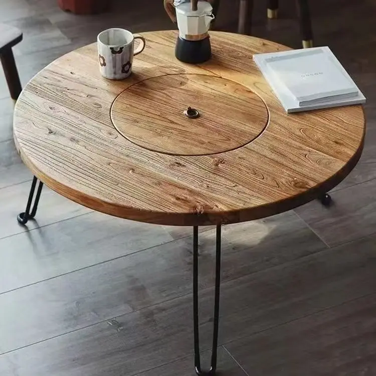 

Старинный чайный столик из вяза, складной, из массива дерева, кофейный столик, чайный столик