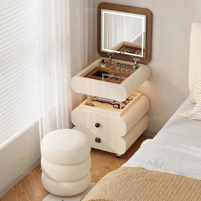 Nightstand Led Light Luxury Dressing Table Organizer Small Hidden Cabinet Dressing Table Mirror Corner Tocador Funiture Room