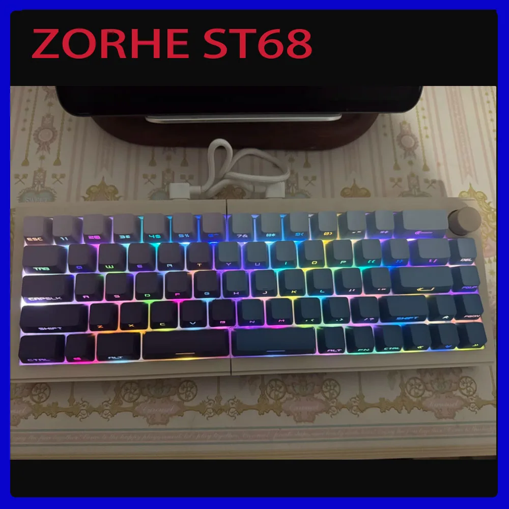 

Zorhe ST68 Split QMK Tri-moden Mechanical Keyboard 68 Keys Hot-swap Ergonomic Design Customized Gaming Keyboard Player Gift