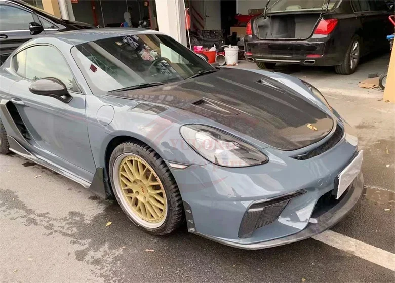 GT4RS نمط الألياف الزجاجية + حاجز ألياف الكربون الجزئي لبورشه 718 بوكسستر كايمان مجموعات الجسم