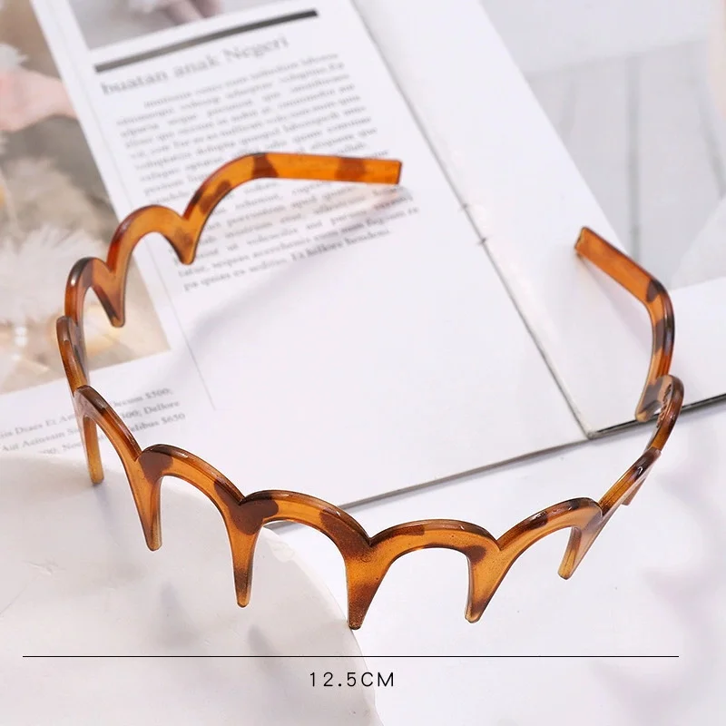 Mode Welle Stirnbänder für Frauen Einfarbig Gezahnt Nicht-slip Haar Bands Mädchen Gesicht Waschen Sport Haarbänder Haar Zubehör – Detail 6