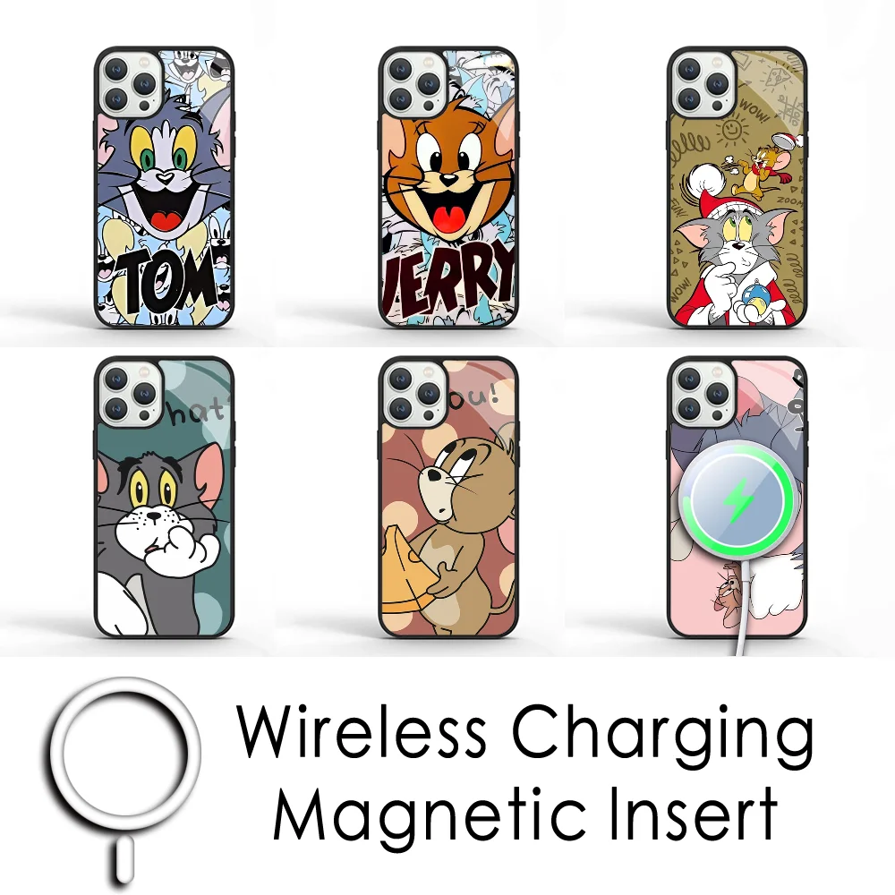 Cat Mouse Toms Jerrys Phone Case For IPhone 11 12 13 14 15 Plus Pro Max Mirror Acrylic Cover For Magsafe