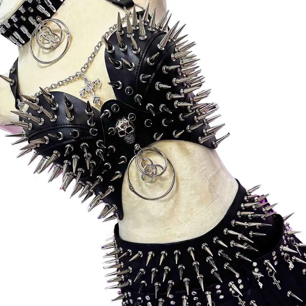 Gothic Tank Top Y2K Grunge Style Spike Detail Emo Punk Rock T-Shirt Fairy Outfit Sexy Alt Clothing Rave Festival Ready Top