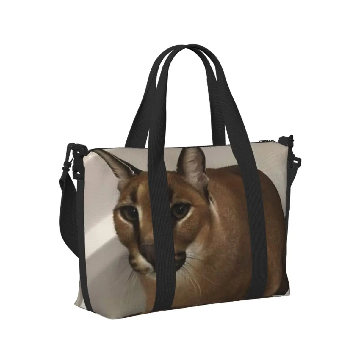 

Big Floppa Animal Cat Beach Travel Bag Large Capacity Tote Bags for Gym Yoga Women Shopping Duffle Shoulder Bag