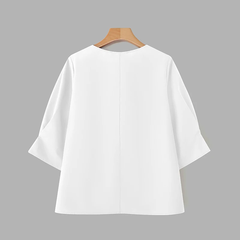 بلوزة نسائية أنيقة لخريف 2025 من ZANZEA بلوزة نسائية متينة 3/4 كم قمصان غير رسمية فضفاضة ذات ثنيات أنيقة للمكتب بلوزات نسائية