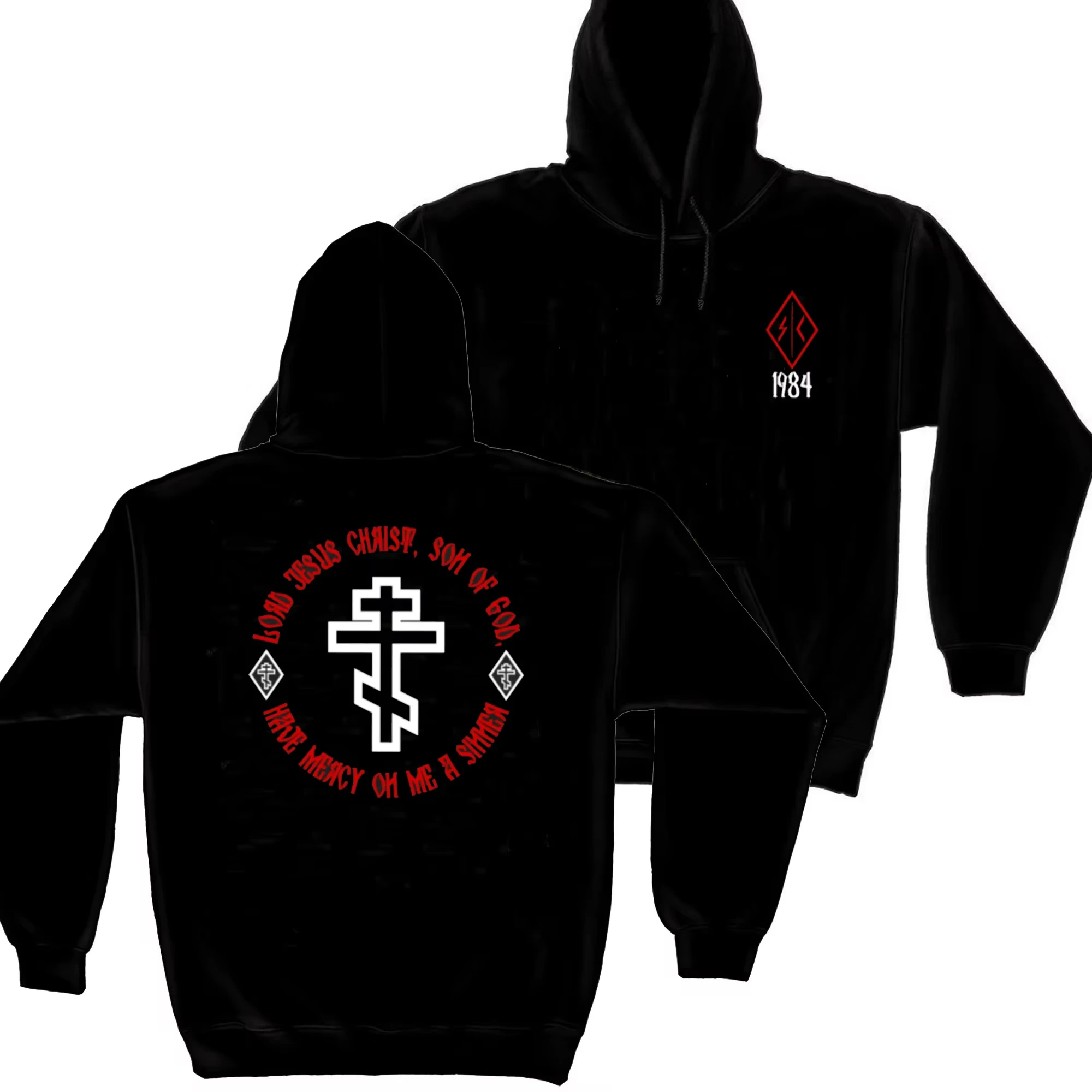 2025 Eastern Orthodox Cross Jesus Prayer Pullover Hoodie Comfortable Cotton Casual Grunt Streetwear