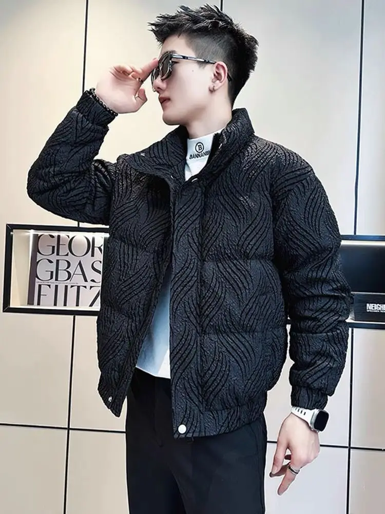 Stand Up Collar Cotton Jacket Men's Thick Cotton Coat Jacket Popular Trendy Men's Cotton Jacket