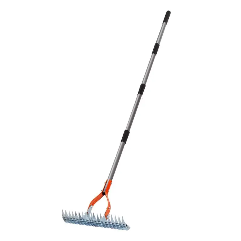 

AB66-Thatch Rake- Robust 15-Inch Lawn Thatching Tool, Steel Metal Design With Handle, Versatile Grass Grooming Functionality