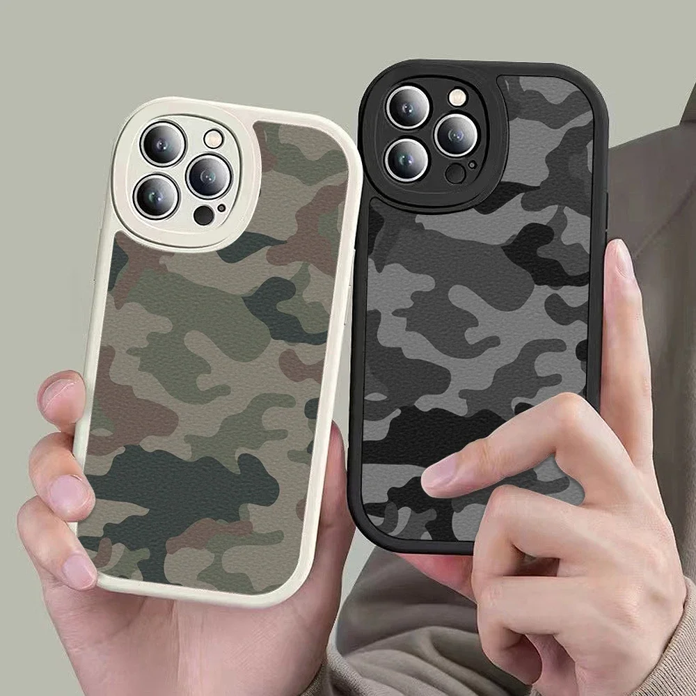 For Iphone15 Camouflage pattern soldier Phone Case for Iphone 13 11 12 13 14 Pro MAX Plus X XS XR 14 Lambskin Protective Covers