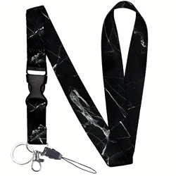 Mobile Phone Lanyard Fashion Black Marble Buckle Neck Strap Keychain Teacher Lanyard for ID Card Holder Keys Keychain Gift