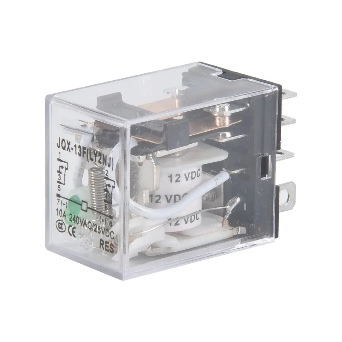 ●JQX-13F LY2 DC 12V Coil 8-Pin DPDT Green LED Electromagnetic Relay