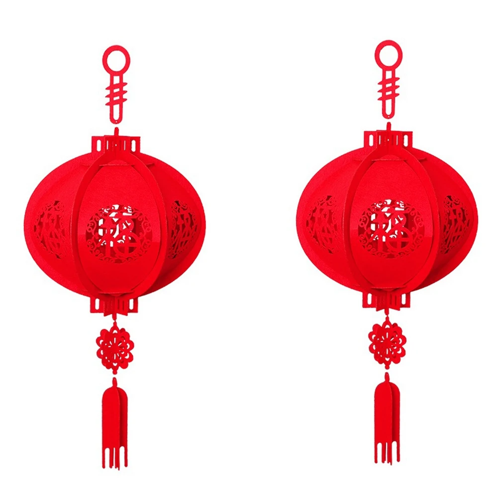 

2 Pieces Chinese New Year Red Lucky Lanterns Red Hanging Lanterns 3D Puzzle Lantern Festival Decorations