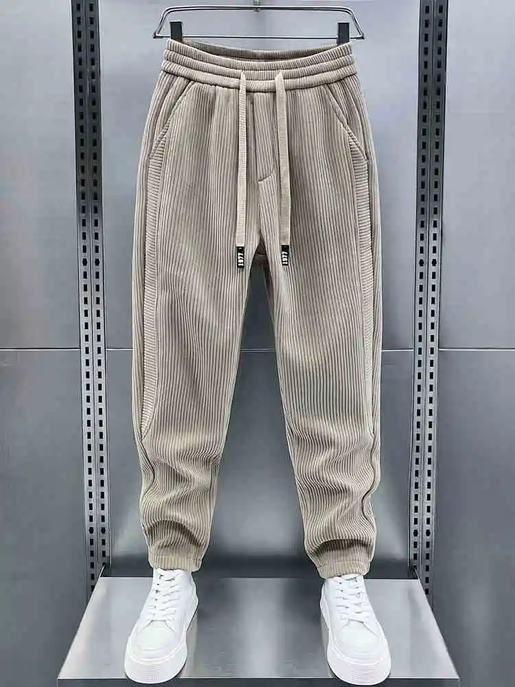 2024 Autumn New Corduroy Trendy Fashion Korean Casual Pants Men's Loose Skinny Sweatpants Sports Trousers