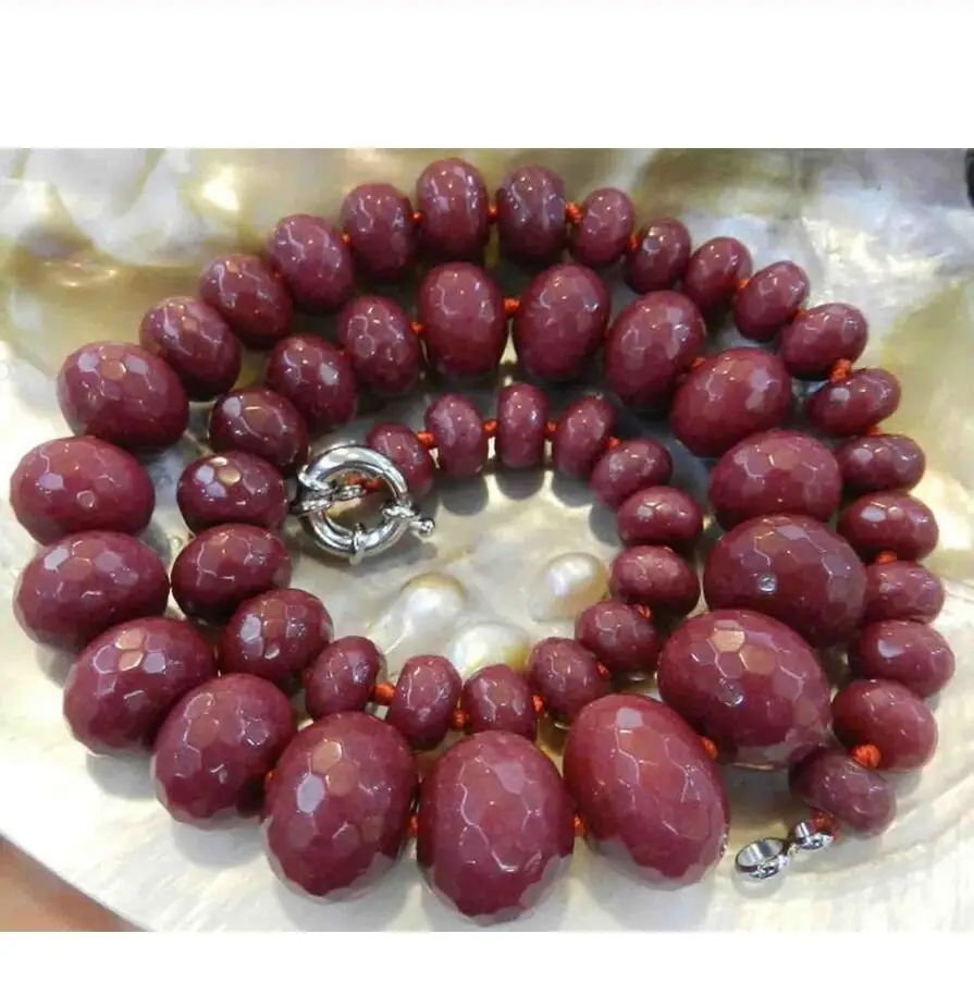 

10-18mm Brazilian Red Ruby Faceted Gems Roundel Beads Necklace 18"inch