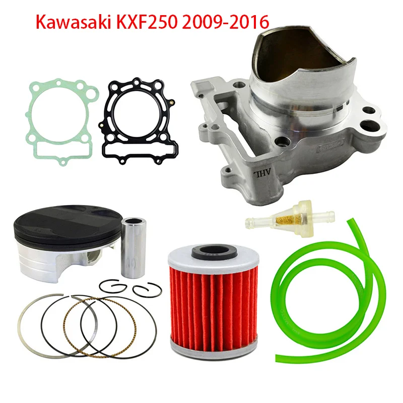 Motorcycle Cylinder 77mm For Kawasaki KXF250 2009-2016  KXF 250 Piston & Gasket Set & Oil Pipe & Oil Filter & Fuel Filter