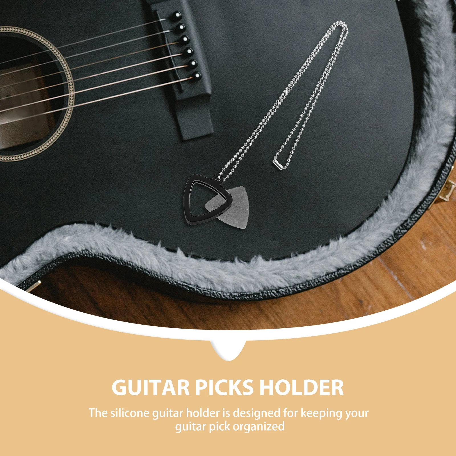

1 set Guitar Pick Pendant Necklace Holder 2 Stainless Picks Silicone Cover for Guitar Bass Ukulele Accessories Portable Gift