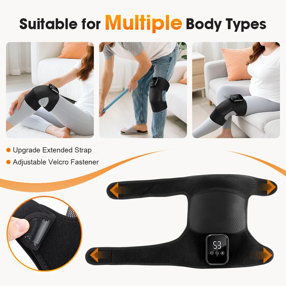 Electric Heating Knee Massager, 3 Modes Vibration Knee Massage Muscle Relaxation,Knee Protection Support Brace Belt view 2