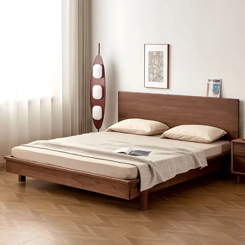 

Customizable North American Black Walnut Double Bed Modern Simple Japanese 1.8m Master Bed