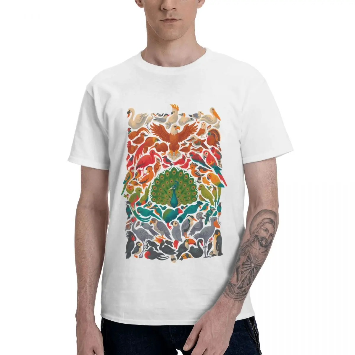 Fashion Aerial Spectrum Blue T-Shirts Pure Cotton Crewneck Male T Shirt Short Sleeve Oversized Casual Tees Tops Summer EU Size