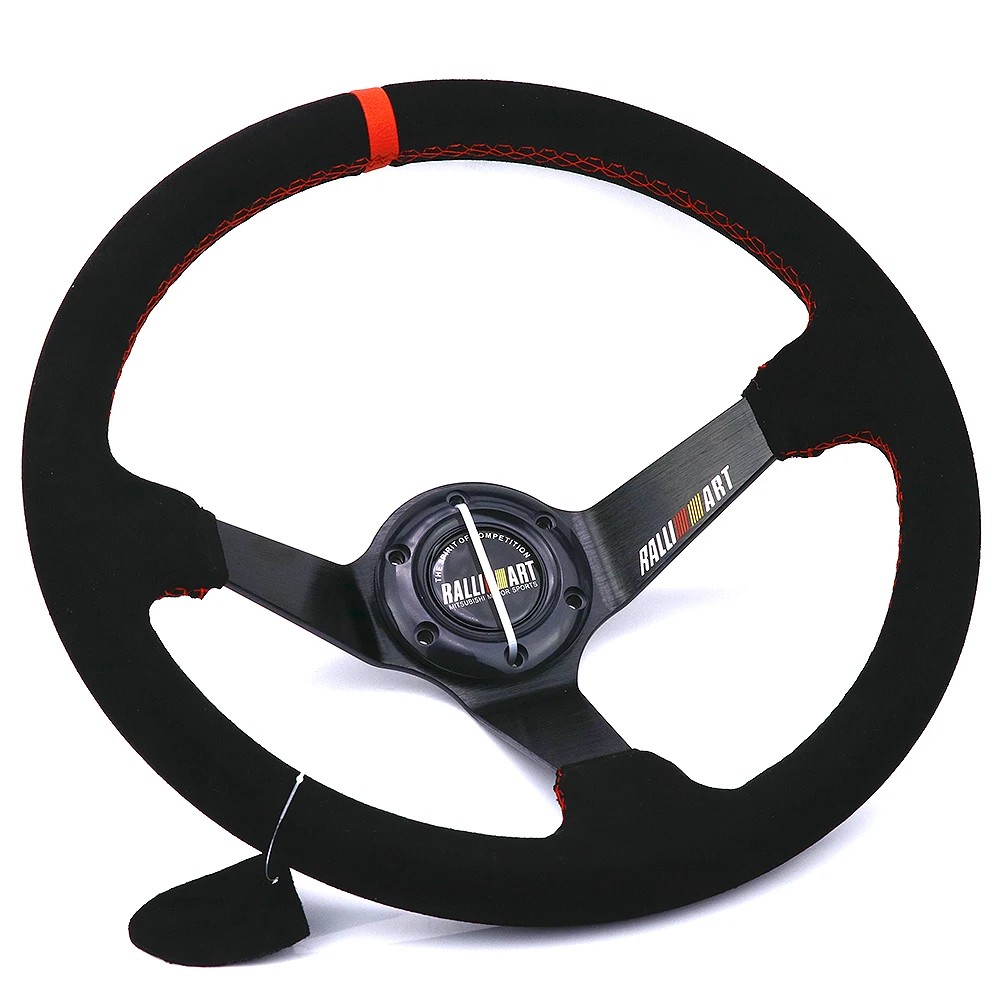 

RALLIART 350mm/14inch Black Suede Leather Deep Dish Steering Wheel