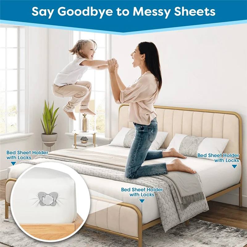 

ABKP-Bed Sheet Holders,Fitted Sheet Straps Holder Sheet Clips,Keep Sheets Firm&Tight In Place Heavy Duty Silicone 4Pack