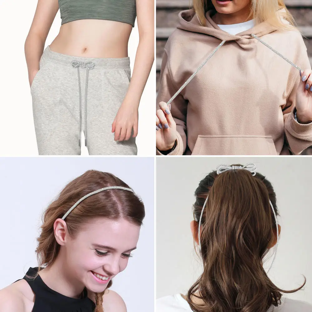 120 Cm Rhinestone Shoelaces Trim Luxury Diamond Shoe Lace Drawstring Sneaker Bright String Glitter Round Crystal Rope Decoration