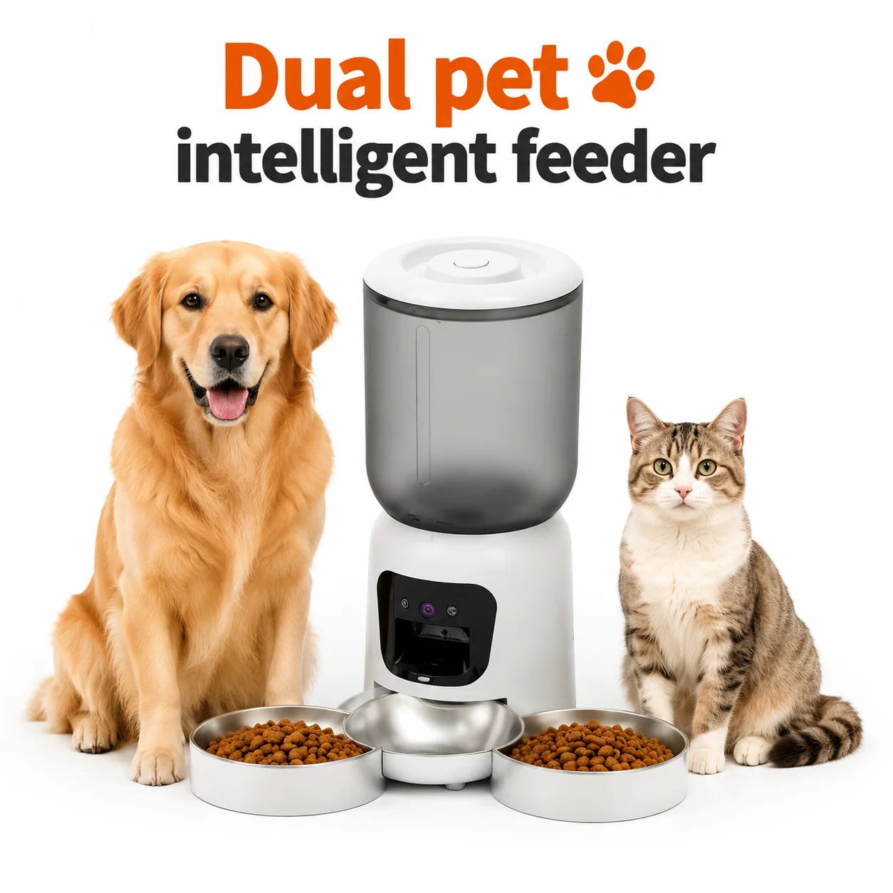6L Smart Automatic Pet Feeder 2K HD Camera WiFi Cat Food Dispenser APP Control Voice Interaction For Cats Dogs Accessories
