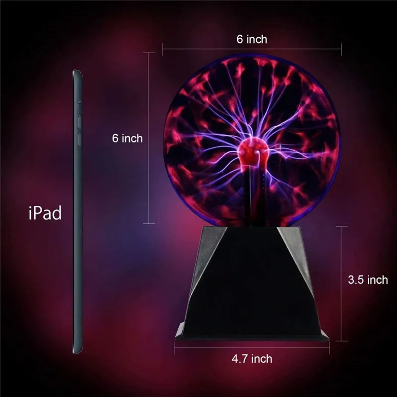 Lampe de Table Magique en Verre avec Boule de Plasma, Sphère de Lune, 3, 4, 5, 6 Pouces, Ampoule Tactile, Cadeaux de Noël et Nouvel An pour Enfant