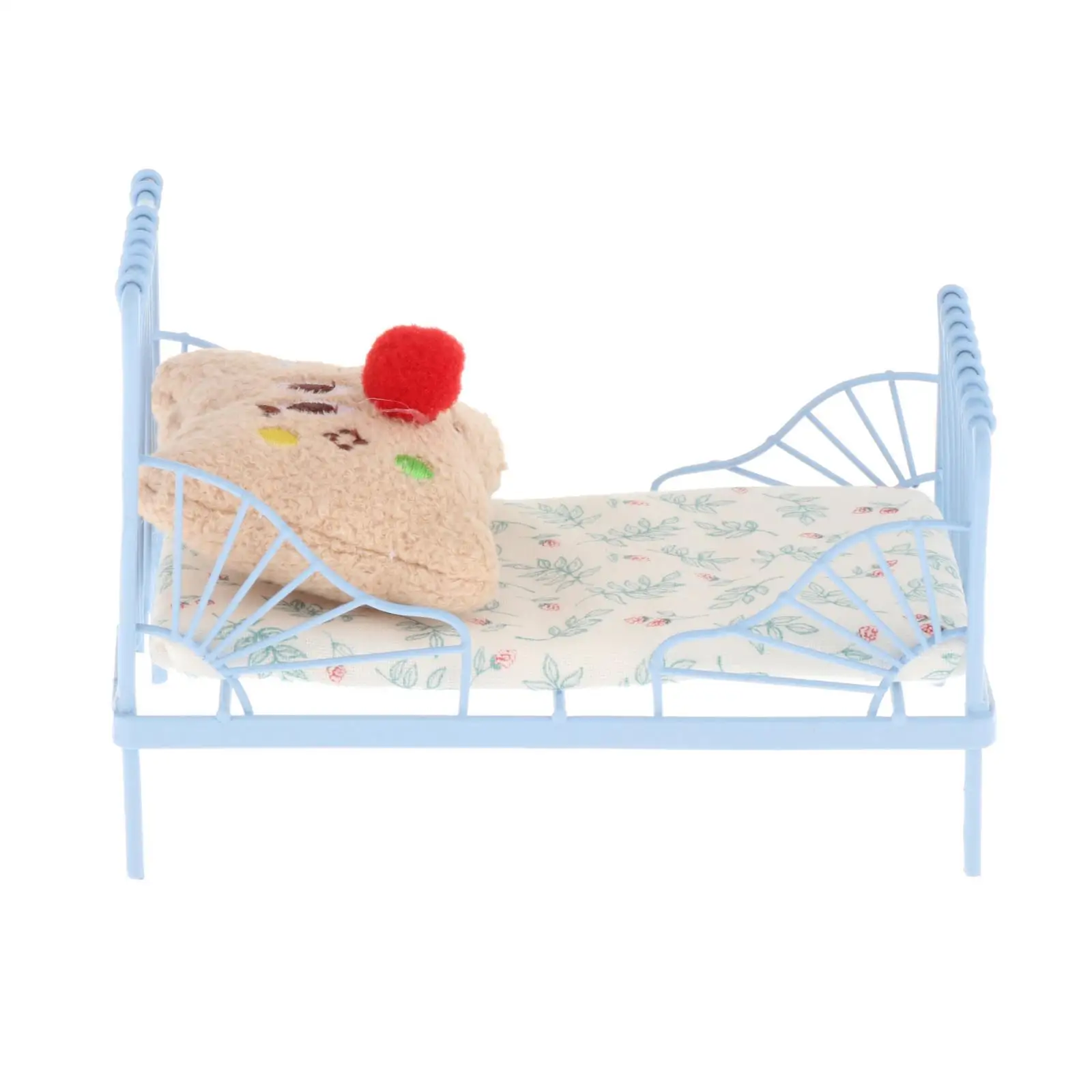 1:12 poppenhuis miniatuur bed poppenhuis meubilair bloemtak delicaat poppenhuis miniatuur poppenhuis bed voor kinderkamer