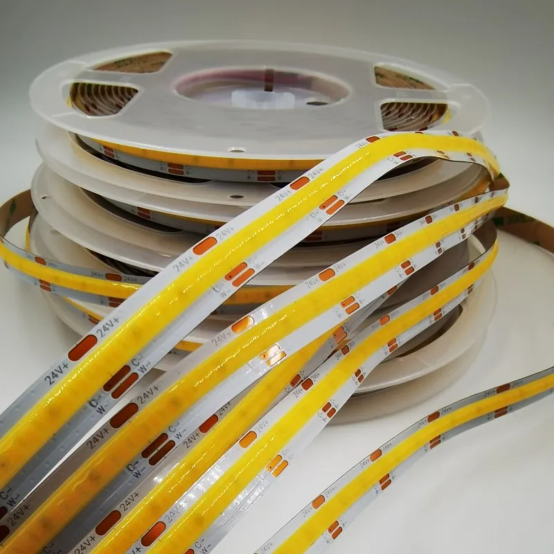 CCT COB LED Strip Lights 608 LEDs/m High Density Flexible Led Tape 2700K to 6500K Changeable Lighting DC12V 24V