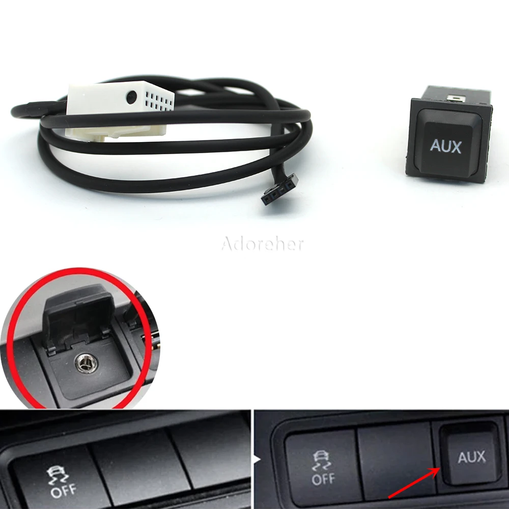 

1Pc Car AUX Switch Interface Adapter In Socket With Cable Harness Fit For VW RCD510 RCD310 RNS315 for Jetta 5 MK5 Golf 6 MK6